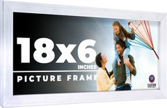 18×6 Frame Silver Real Wood Picture Frame Width 0.75 inches | Interior Frame Dep