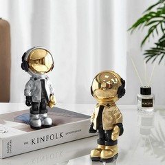 Small Astronaut Statues Mini Spaceman Sculpture Polyresin Arts Gifts Silver F…