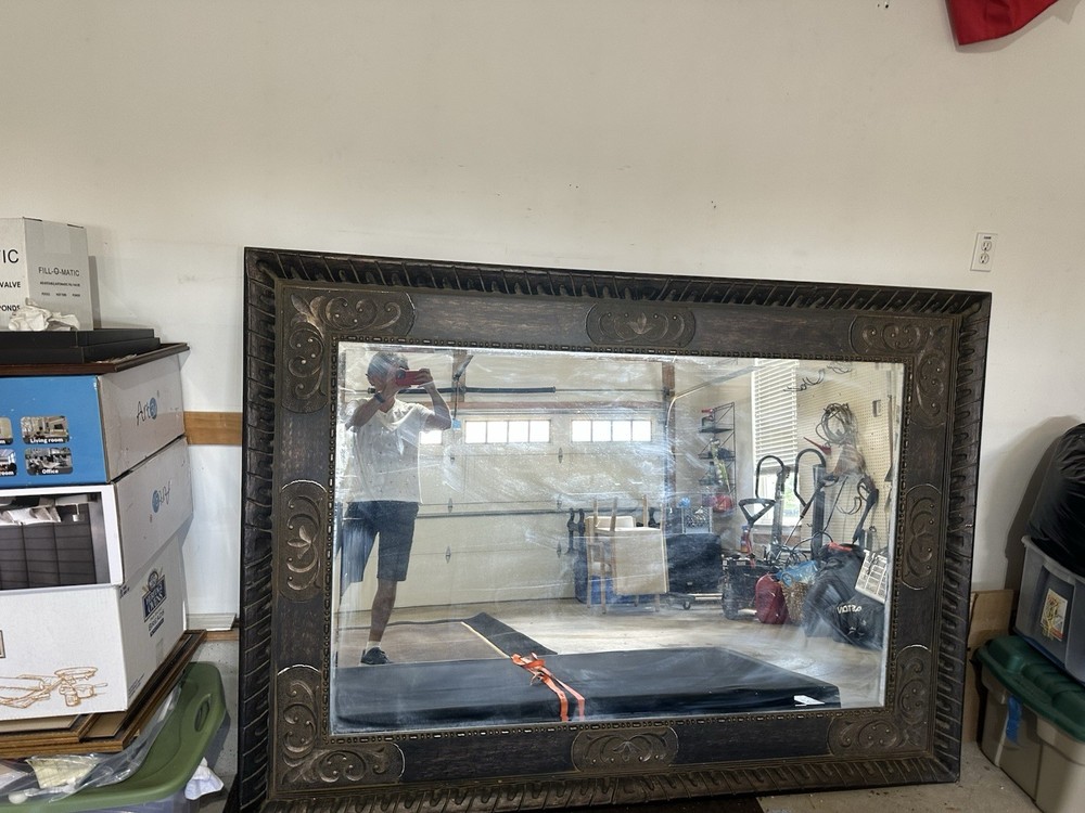 Brown Framed Rectangular Wall Mirror Horizontal Regular Glass 8ft x 5ft