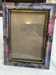 5×7 Vintage Pink Purple Floral Gold Border Plastic Antique Picture Photo Frame