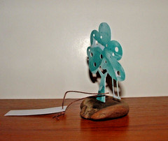 Apple Tree w/ Swing Paper Sculpture Card on Driftwood, Green Shades, w/ Gift Tag