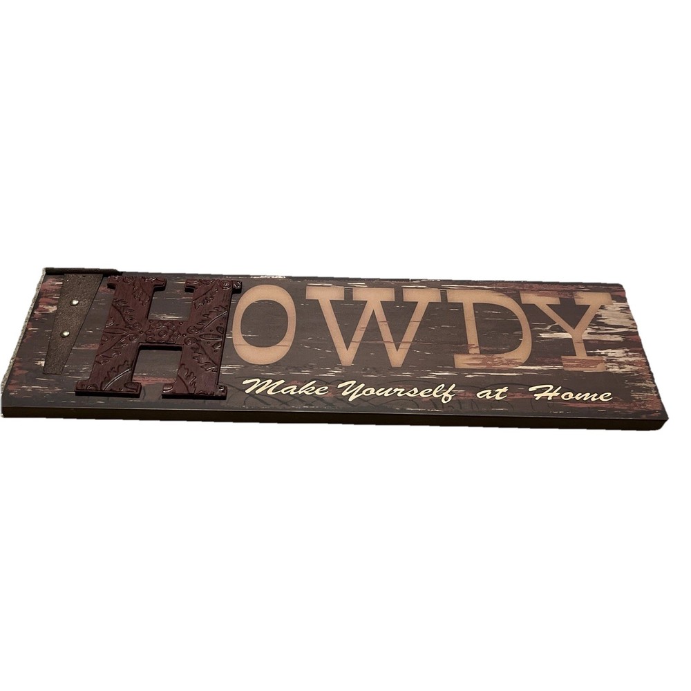 Western Theme Rustic Look «HOWDY» Wooden 24” X 7″ Hanging Plaque Country Core