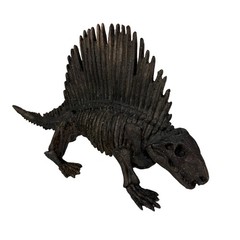 Dimetrodon Dinosaur Statue Fossil Style Brown Polyresin Sculpture 18 Inch