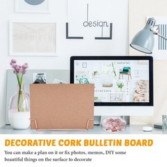 12.6×9 Inch Rose Gold Small Desktop Cork Bulletin Board Metal Stand Double Sided