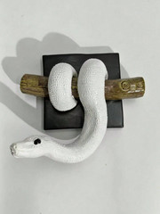 Ball Python Wall Sculpture Gothic Snake Wall Decor Wooden Reptile Hanging Art