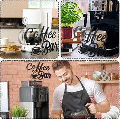 Metal Coffee Bar Sign Wall Art Decor for Kitchen Living Room Home Office