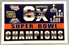 NEW ENGLAND PATRIOTS 6X Super Bowl Champs Sticker *NEW* Measures 5″ x 3″