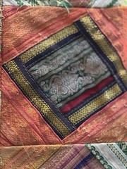 Indian Patchwork Silk Throw/wall Hanging Recycled Saris 39 Inches Square