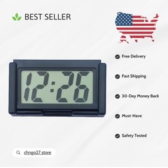 Miniature Black Digital Clock with Jumbo Screen for Nightstand & Automotive Use