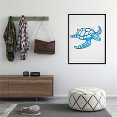 NEW! Blue Metal Sea Turtle Beach Theme Decor Wall Art Home Decor Ocean – 11″x17″