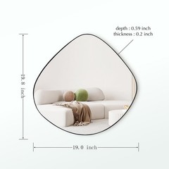 Irregular Wall Mirror Matel Matte Black Framed 19.8″L x 19.0″W,