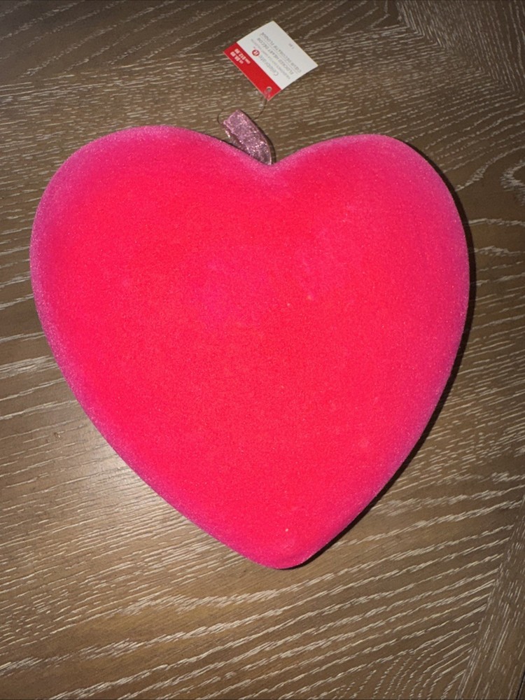 Flocked Pink Heart Length 9 inches by Height 8 inches Width NWT