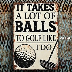 Metal Golf Ball Club Sign 8×12 Inches Vintage Tin Decor