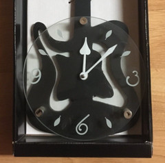 GUITAR Music Wall Clock – Black Wood And Glass NEW