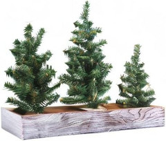 3 Pack Mini Canadian Pine Trees with Wood Bases Artificial Miniature