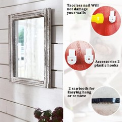 Rustic Wall Mirror Rectangular Wood Frame Bathroom Bedroom Living Room Decor