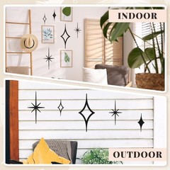 5 Pieces Mid Century Wall Decor Black Metal Vintage Starburst Retro Decor Mcm…