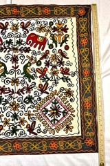 Vintage Square Embroidery Gujarati Tapestry Decoration, made in India 34×33