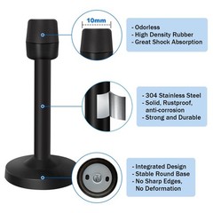Door Stop, 5 Inch Long Stopper, Wall Mount Doorstop 5″ x 1 Pack, Black