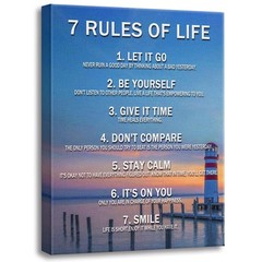7 Rules of Life Inspirational Wall Art, Motivational Posters for Classroom, O…