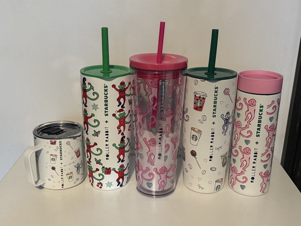 Starbucks X Roller Rabbit Collaboration Full Set Of Five 2025 Holiday Mugs Cups