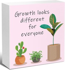 Pink Inspirational Wood Block Sign,Growth Looks Different for Everyone