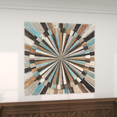 Handmade Multi-Colored Wood Starburst Wall Art Sculpture 36″ x 36