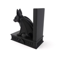 3D Printed Gothic Bat Bookends Dark Academia Matte Black Shelf Decor Home Accent