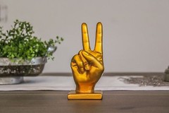Peace Sign hand symbol sculpture Gold
