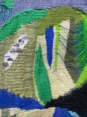 Vintage Beautiful Hand Woven European Signed KIA Wool Weaving Tapestry Kilim
