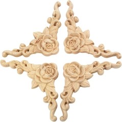 4Pcs Wood Appliques & Onlays for Furniture, 3.15″ x 3.15″8x8cm, Handmade Carv…