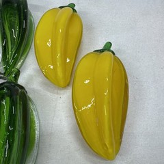 Set of 6 Murano Blown Glass Art Red Chili Peppers , Yellow Peppers , Green