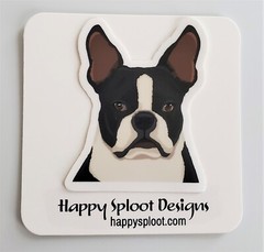 Black Boston Terrier Dog Sticker Water Bottle, Laptop, Phone, Dishwasher Safe