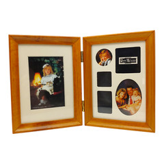 English Walnut Double Picture Frame – 5×7 vtg 1990s Matte Collage Solid Wood