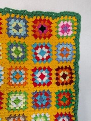 Afghan Multicolored Blanket Throw Crochet Granny Square Textured Homemade Chunky