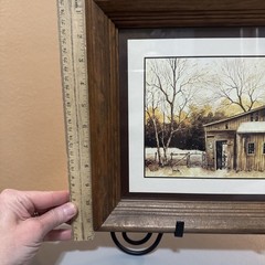 (2)Vintage Country Barn Wooden Framed Print Rustic Farmhouse Wall Art Decor