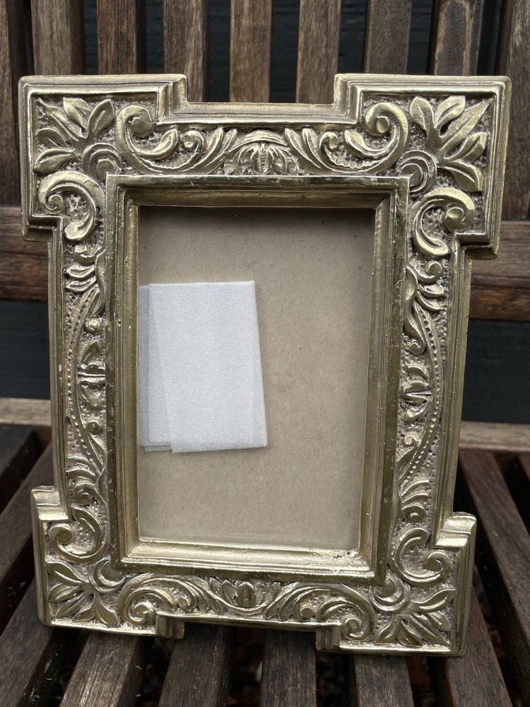 Vintage Picture Frame Art Deco Champagne Color Fits 3″ x 4-1/2″ Photo Decorative