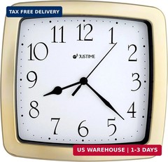 JUSTIME 8.5-inch Quality Square Water Resistant Quartz Wall Clock Special for Sm