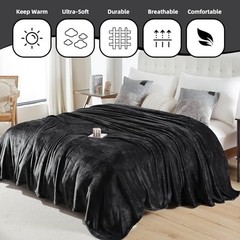 Fleece Throw Blanket for Couch Chair Sofa, Soft Warm Throw (50″ x 60″) Black