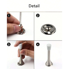 Spring Door Stopper Wall Mount Screw-On Doorstop Bumper Metal Rubber Cap Wedge
