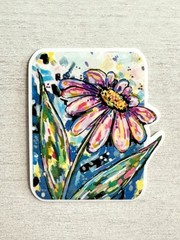 Lilac Daisy Sticker, ACEO Bright Color Flower Cute Sticker, Decal, Waterproof