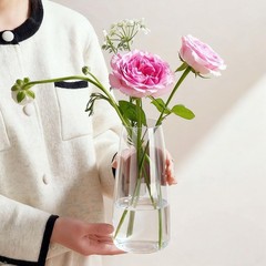 Crystal Clear Glass Vase, Flower Vase for Table Centerpiece Home Decor, Modern