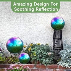 10-Inch Rainbow Gazing Globe Mirror Ball in Stainless Steel for Elegant Gardens