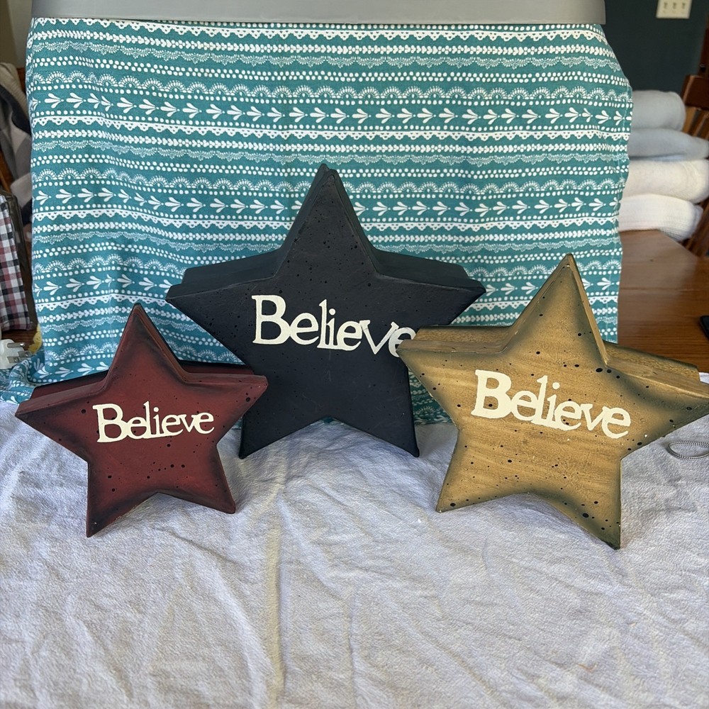 Stackable Star Believe Boxes Red Gold Blue Cardboard Perfect Decorating Item