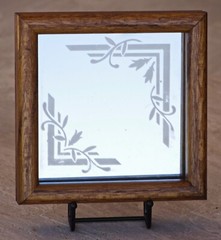 VINTAGE Mirrors Etched SOLID OAK Frame Set of 3 Hand Crafted in California USA