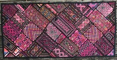 Pink patchwork mirror wall tapestry sindhi india pakistan 26″x54″