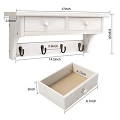 Emfogo Coat Hooks Wall Mounted, Rustic Wood Coat Rack Wall Mount Shelf with H…