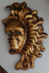Celestial Venetian Half SUN Mask Wall Decor Art Paper Mache Made in Italy
