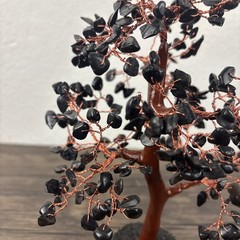 Vintage Tree of Life 10” Bonsai Black Stones Copper Wire Chakra Feng Shui Boho