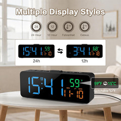 Netzu 3-in-1 Digital Clocks for Living Room with Temperature, Date & Time Displa